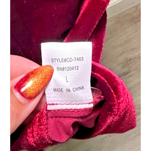 Cotton Candy LA Velvet Lace Slip Dress Women’s Large Burgundy Wine Dark Romantic - Picture 9 of 12